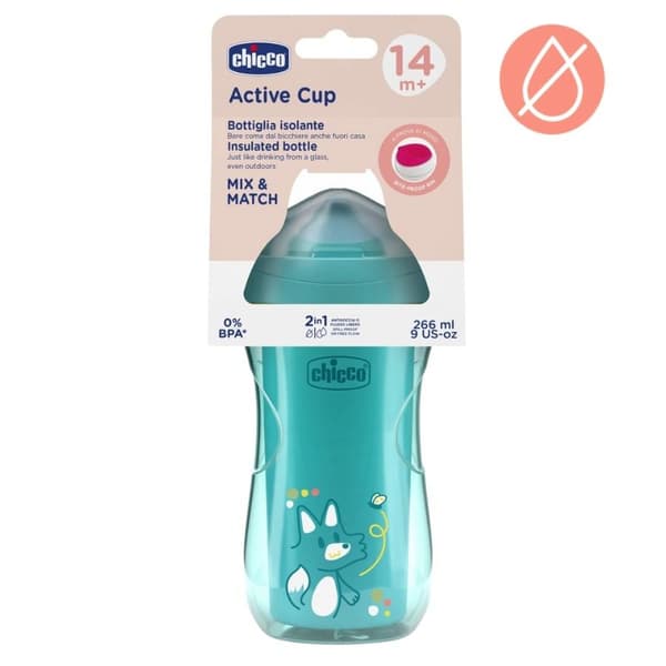 Termosmugg med spillfri 266 ml turkos 14m+