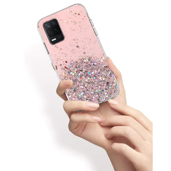 Realme 8 5G cover, glitrende, lyserød