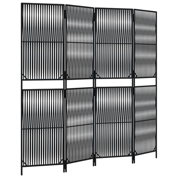 vidaXL 4-panelsskærm, sort, polyrattan