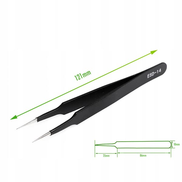 Pinsetit 121 mm suorat ESD-14