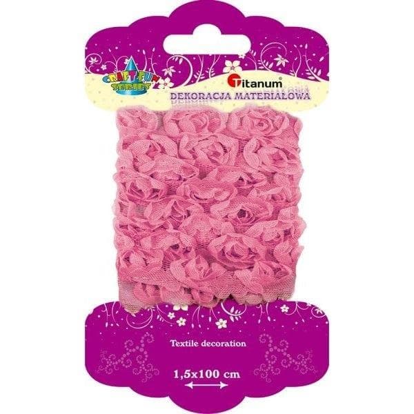 Tyllband med ljusrosa blommor