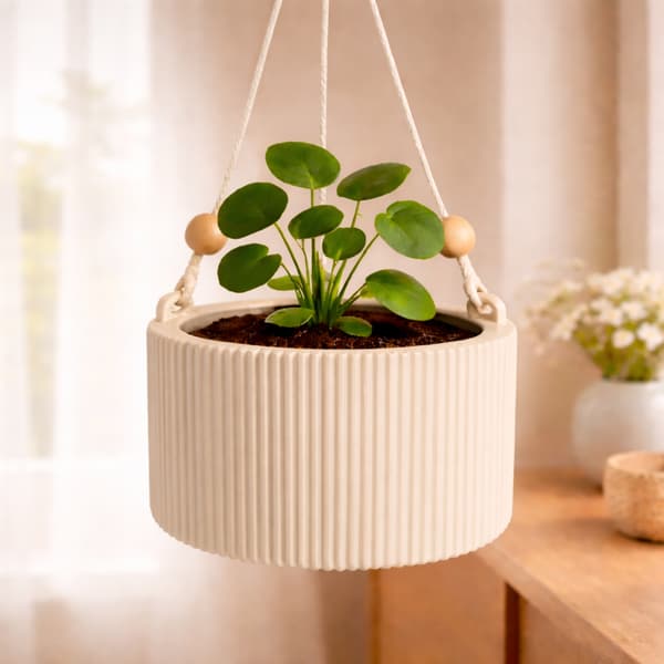 Hængende blomsterstander, beige, boho, skandinavisk urtepotte
