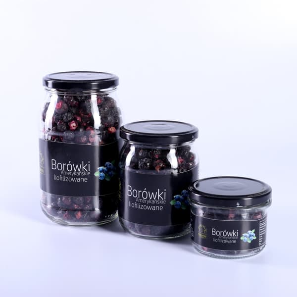 Frysetørrede blåbær hele i et glas, lækre, 20 g