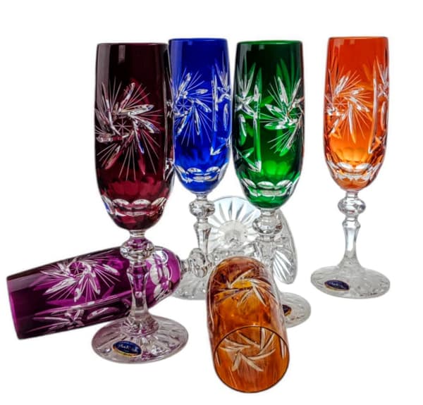Färgglada kristallchampagneglas 170ml Olive Grinder