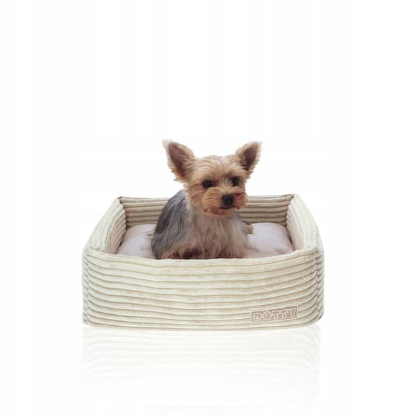 Hundeseng til katte, sofa til hunde, DOTTY - cremefarvet corduroy - M