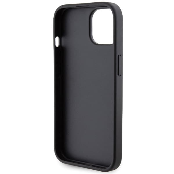 Ferrari Grip Stand Metal Logo Cover til iPhone 15, Sort