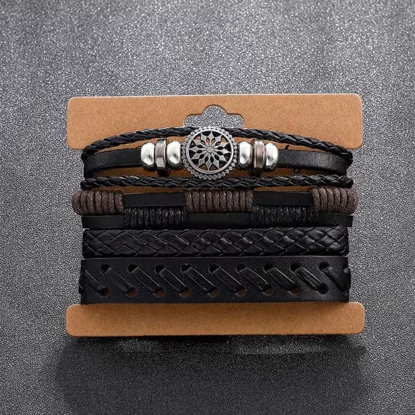 HERRLÄDERARMBAND I TITANIUM JUSTERBART 19-23CM GÅVA