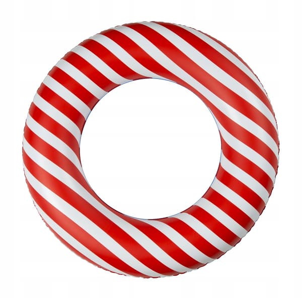 UPPBLÅSBAR RING 55CM RÖDA RANDIGA