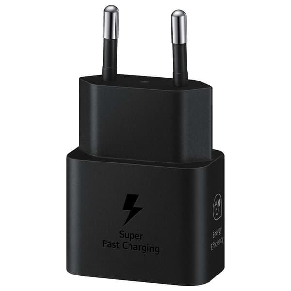 Samsung GaN 25W SFC vægoplader med USB-C kabel, sort