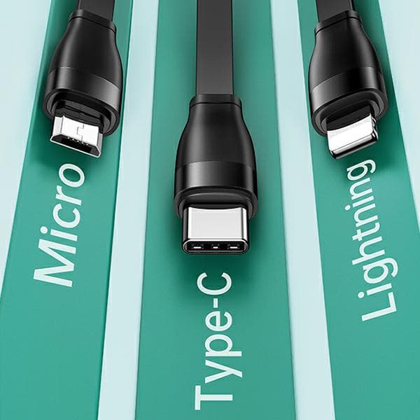 USAMS U69 3-i-1-kabel 1 m USB-A til Lightning til microUSB til USB-C Grøn
