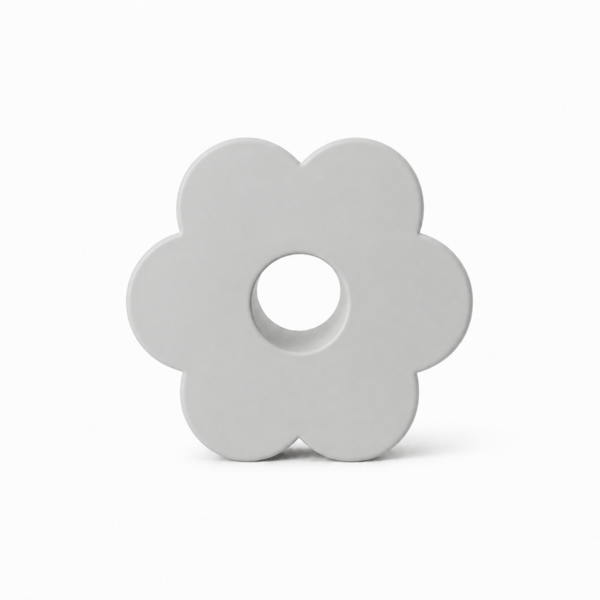 Grå dekorativ vase formet som en blomst, moderne design