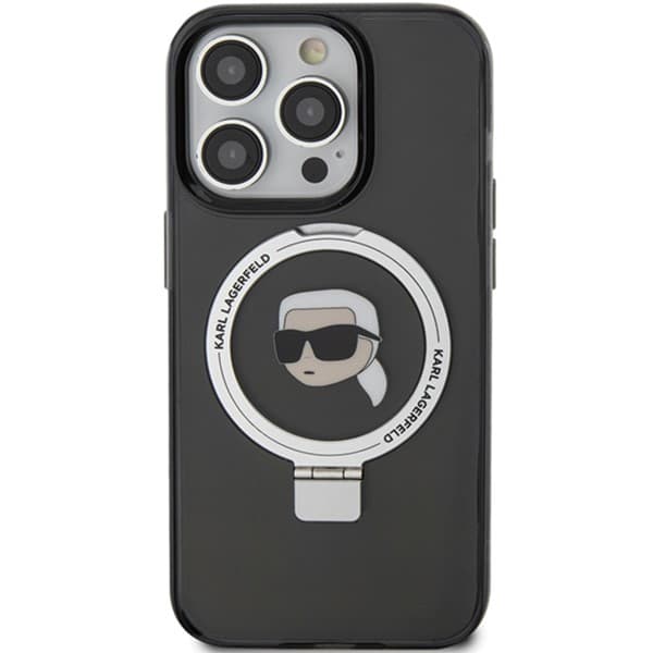 Karl Lagerfeld Ring Stand Karl Head MagSafe-etui til iPhone 15 Pro, sort