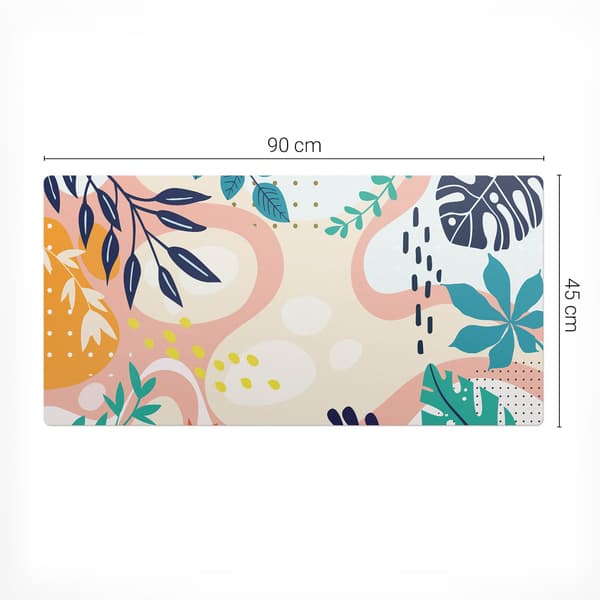 Slitstærk haltsikker skrivebordsmåtte blad og abstraktion 90x45 cm