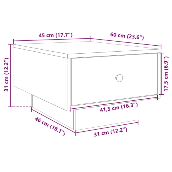 vidaXL sofabord, sort, 60x45x31 cm, træbaseret materiale