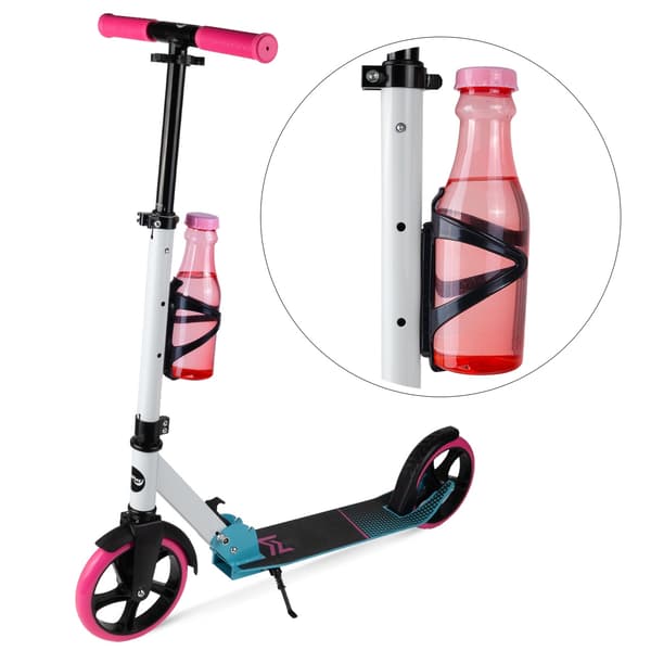 Stor hopfällbar stadsscooter + rem + flaskhållare