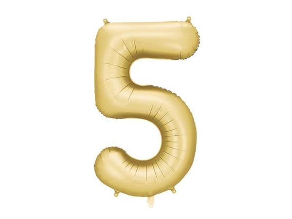 Folieballon nummer 5 86cm guld
