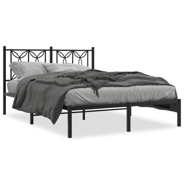 vidaXL metalsengestel med hovedgærde sort 140x190 cm