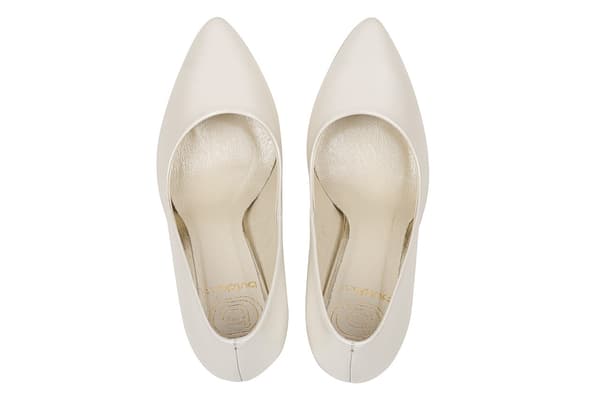 Bröllopsskor, pumps, stabil blockklack, 7 cm, mandeltå, ecru 41