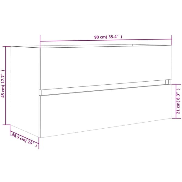 vidaXL håndvaskskab røget eg 90x38,5x45 cm