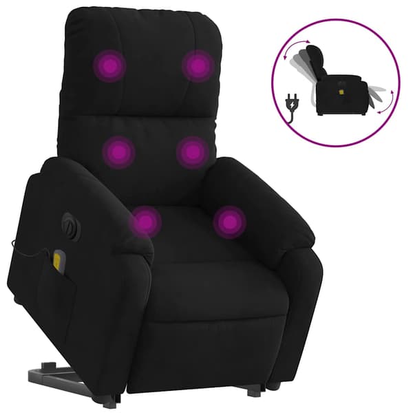 vidaXL massagestol med løftefunktion, sort, mikrofiber