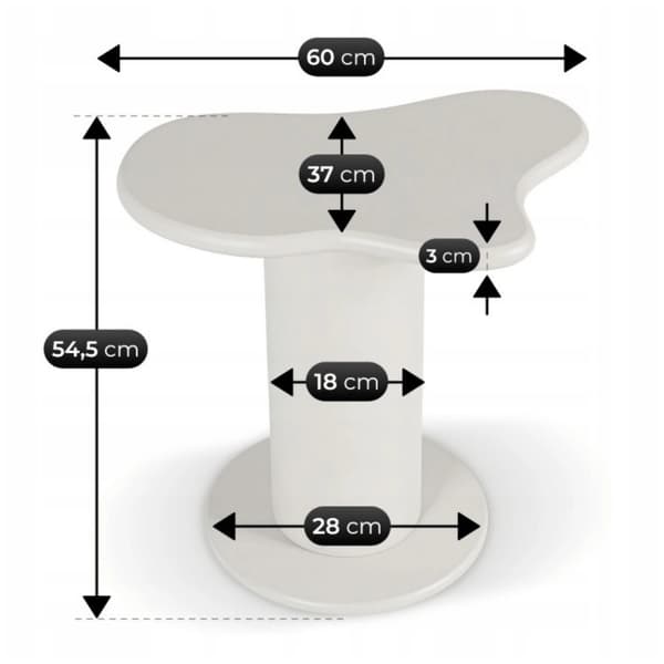PASCAL Sofabord 60 cm Hvidt Moderne