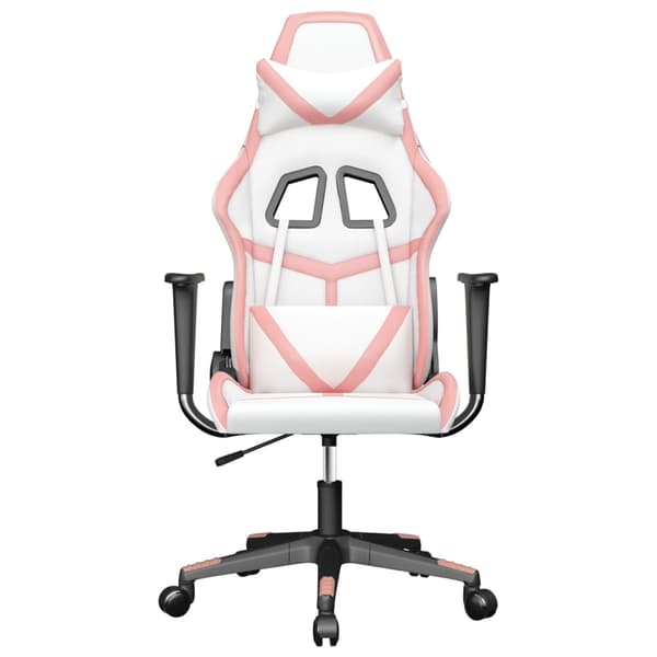 vidaXL Gamingstol, vit och rosa, konstläder