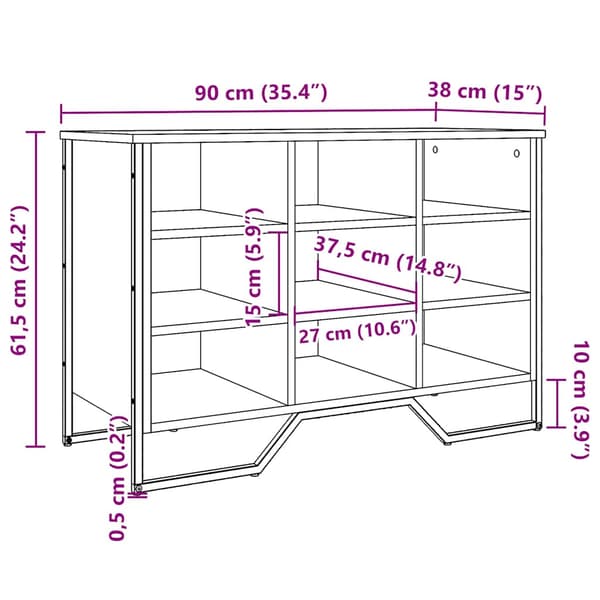 vidaXL skoskab brunt egetræ 90x38x61,5 cm