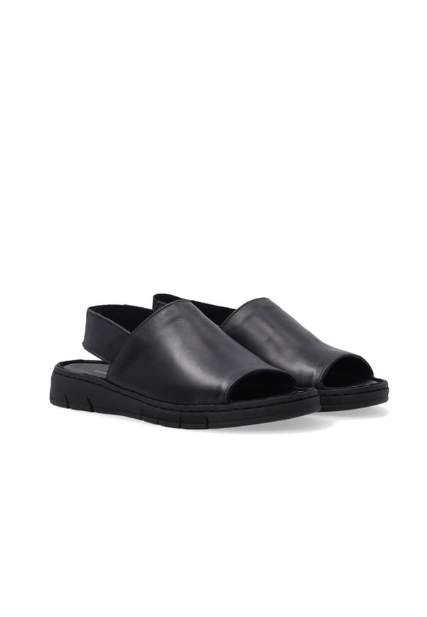 Sorte damesandaler i læder med elastisk rem Sorte damesandaler i læder med elastisk rem 37
