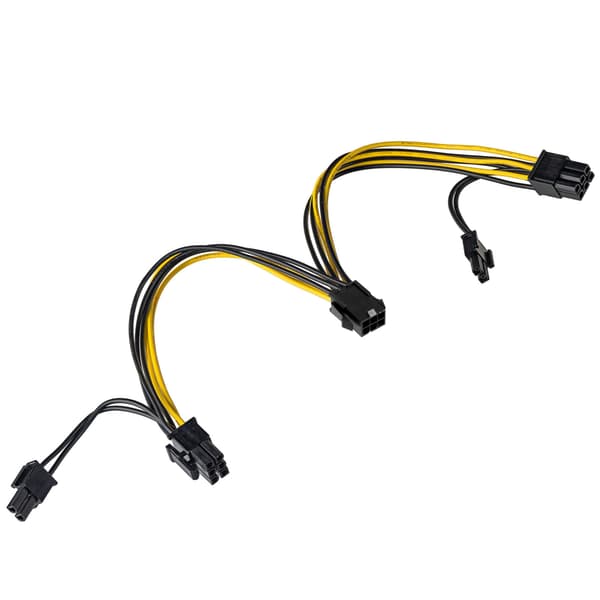 Adapter PCI-E 6-pin til 2x PCI-E 6+2-pin Akyga AK-CA-55 strømkabel M/F 15cm