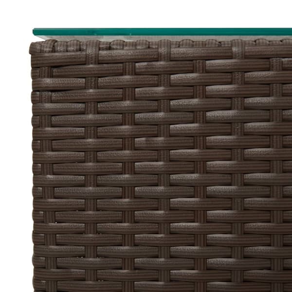 vidaXL sideborde, sæt med 3, glasplader, brun, polyrattan