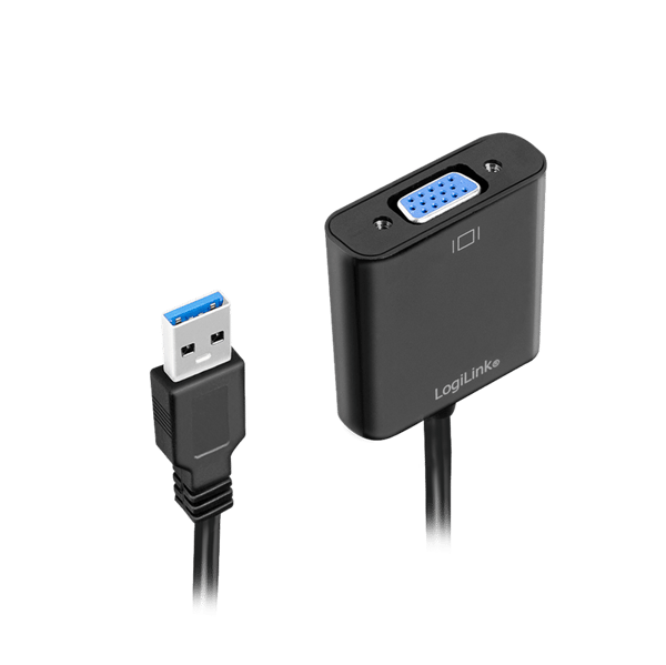 USB 3.0 til VGA 1080p adapter, sort, 0,15m - LogiLink