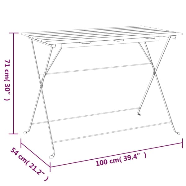 vidaXL foldbart bistrobord 100x54x71 cm akacietræ og stål