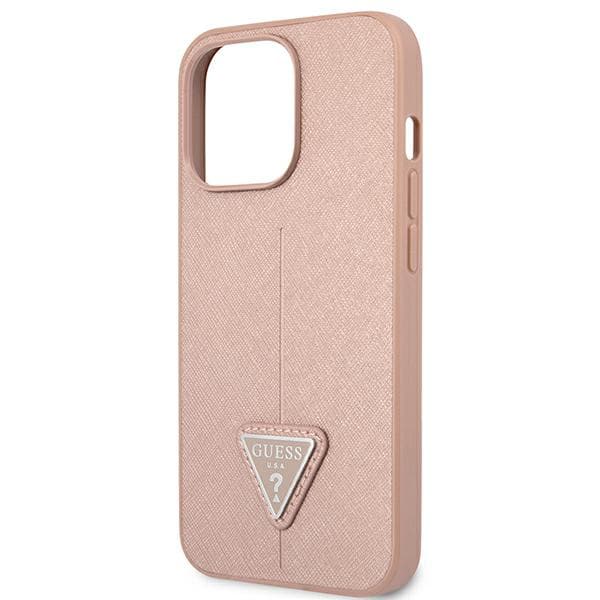 Guess Saffiano Triangle Logo-etui til iPhone 13 Pro / 13, lyserød