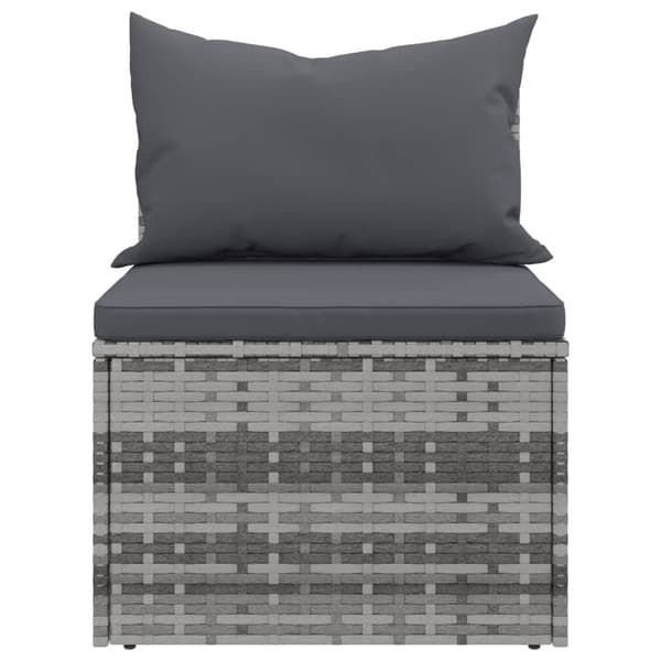 vidaXL midtersofaer med hynder, 2 stk., grå, polyrattan