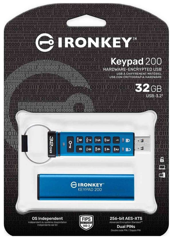 Kingston IronKey Tastatur 200 32GB USB 3.2 Flash-drev