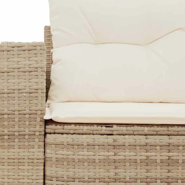 vidaXL Trädgårdssoffa med kuddar, 2-sits, beige, polyrotting