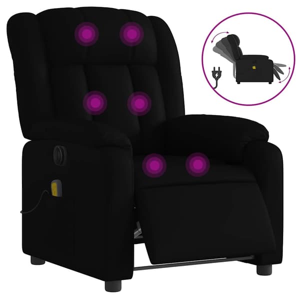 vidaXL elektrisk lænestol med massagefunktion, sort, kunstlæder