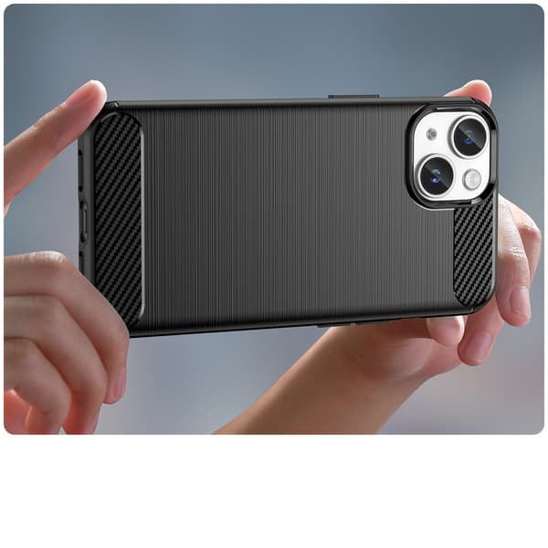 Flexibelt gelbakstycke för iPhone 14 Plus Carbon Case – svart