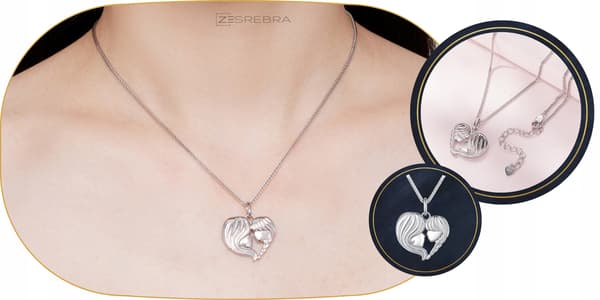 Silverkedja halsband silver pr 925 mor dotter kärlekshänge