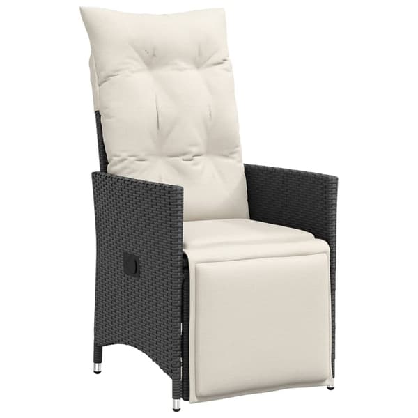 vidaXL havestol med hynder, sort polyrattan