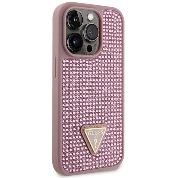 Guess Strass Triangelfodral till iPhone 14 Pro, Rosa