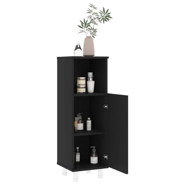 vidaXL badeværelsesskab sort 30x30x95 cm spånplade