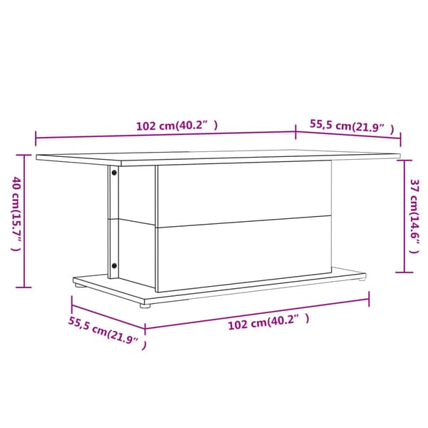 vidaXL Soffbord högglansvitt 102x55,5x40 cm