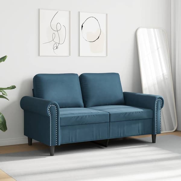 vidaXL 2-sitssoffa blå 120 cm klädd i sammet