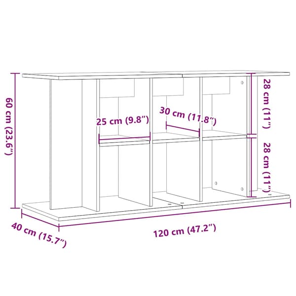 vidaXL akvarieskab, antik træ, 120x40x60 cm