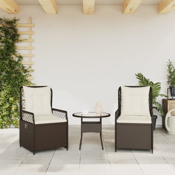 vidaXL Fåtöljer för trädgården, set om 2, brun, konstrotting