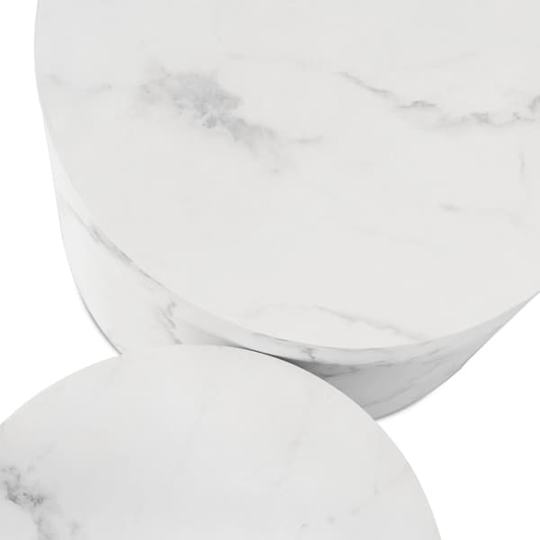 LEILA soffbordsset 38 cm/48 cm vit marmor modern glamour