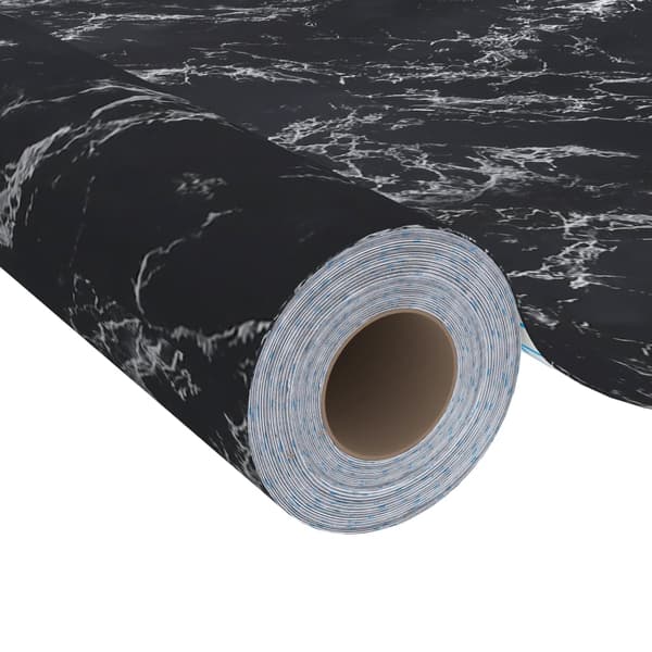 vidaXL selvklæbende møbelfiner, sort sten, 500x90 cm, PVC