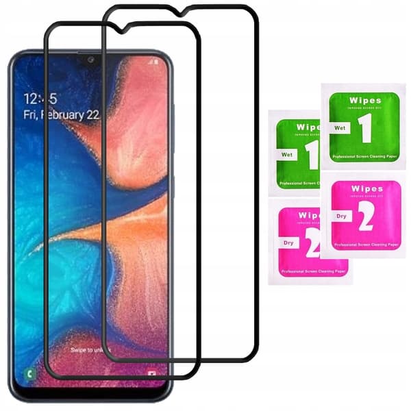 2x Härdat glas för Samsung Galaxy A20e med helskärmstäckning, 5D-glas