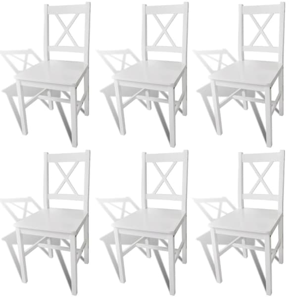 vidaXL Matstolar, set om 6, vit, furu